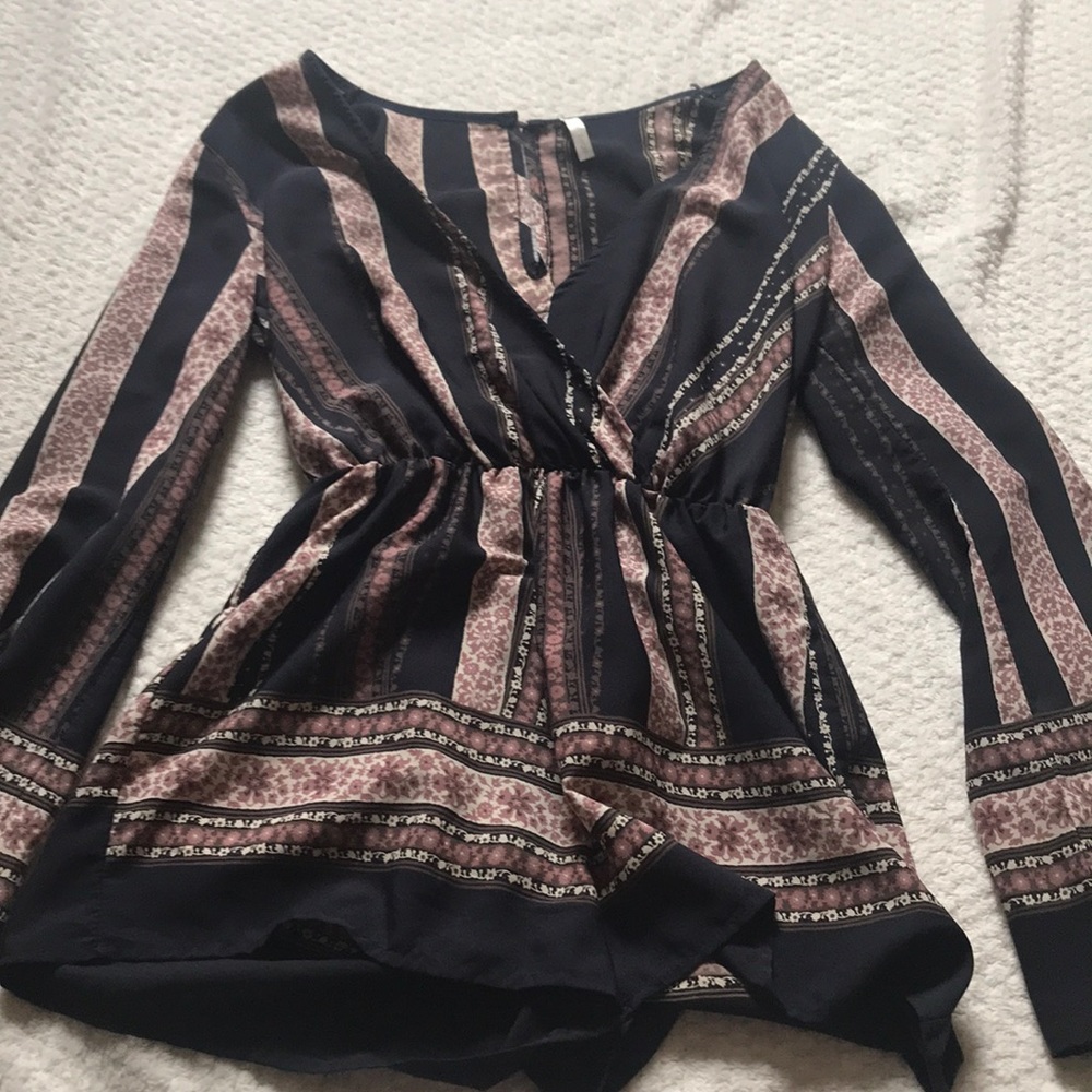 Long sleeve navy romper